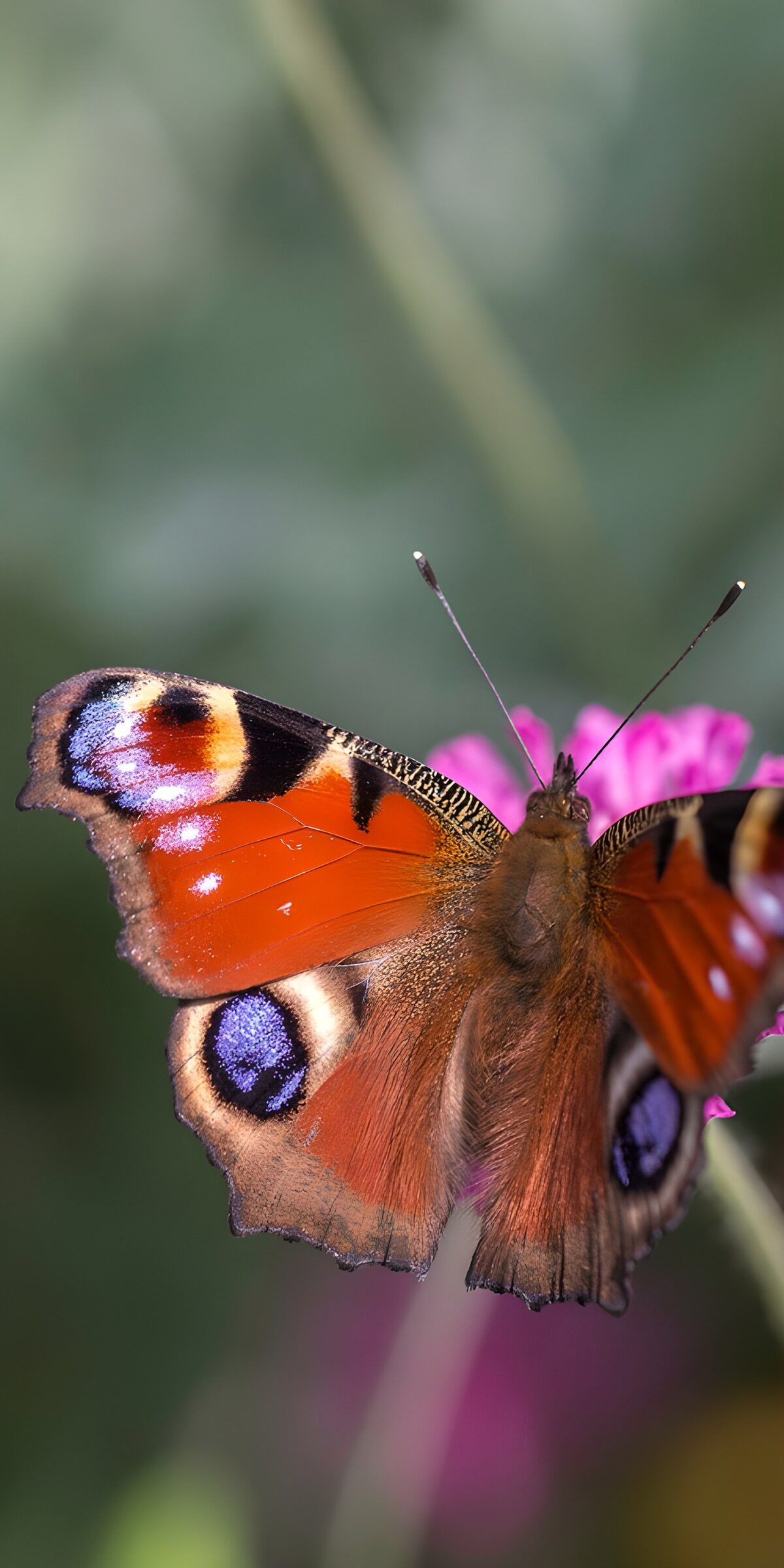OCUK96169: Colorful Peacock Butterfly on Flower
