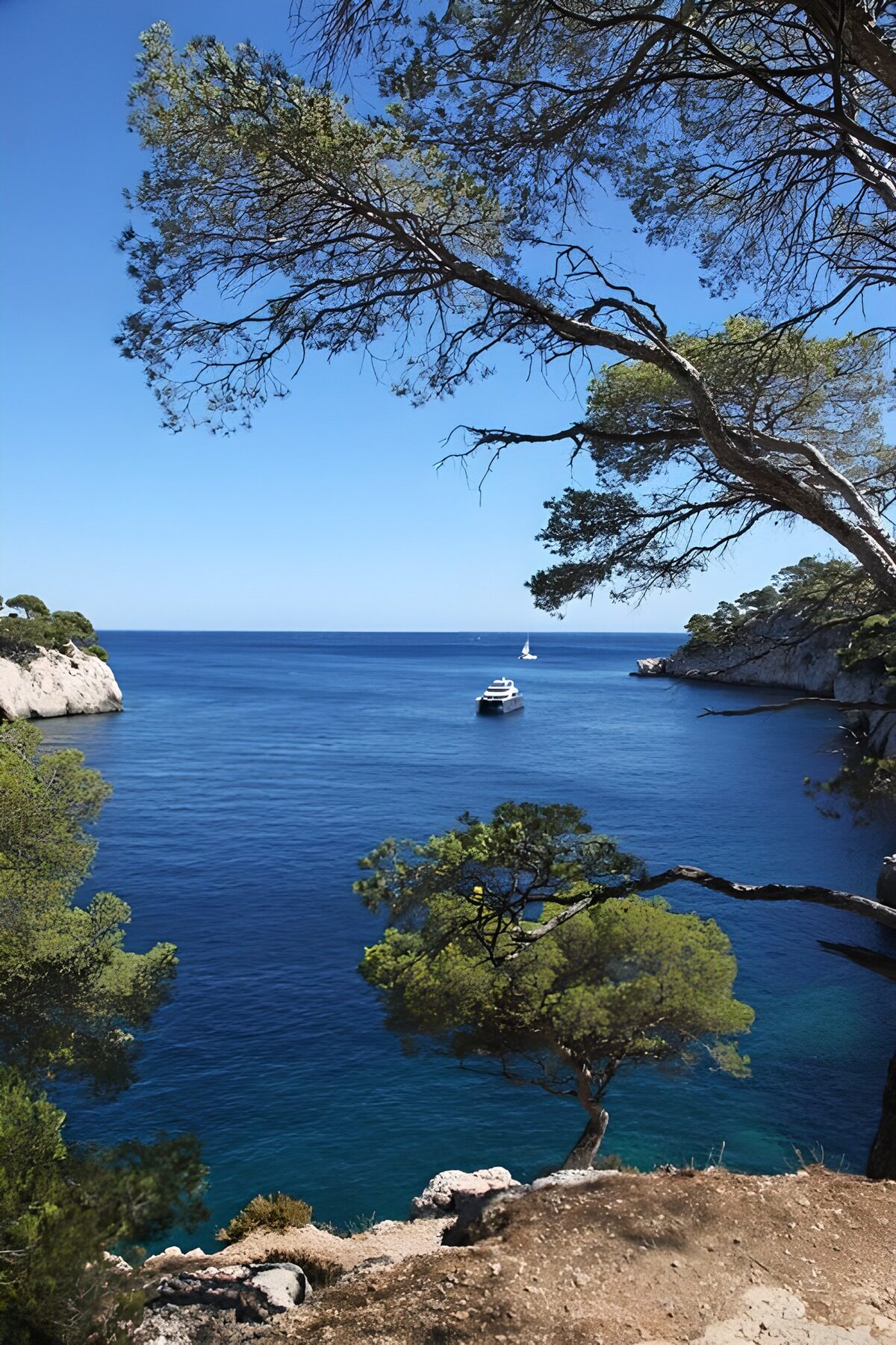 Serene Coastal View with Boat