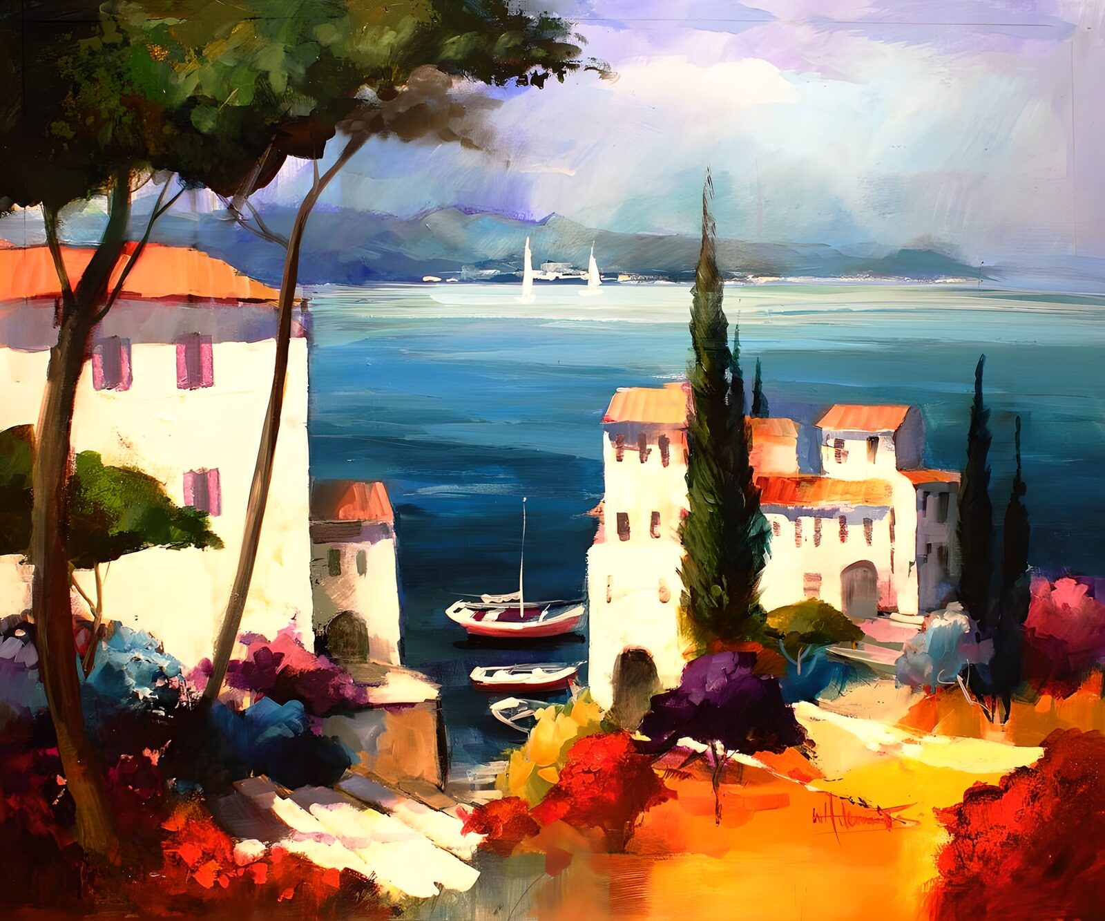 OCUK12042: Painted canvas . Spanish landscape