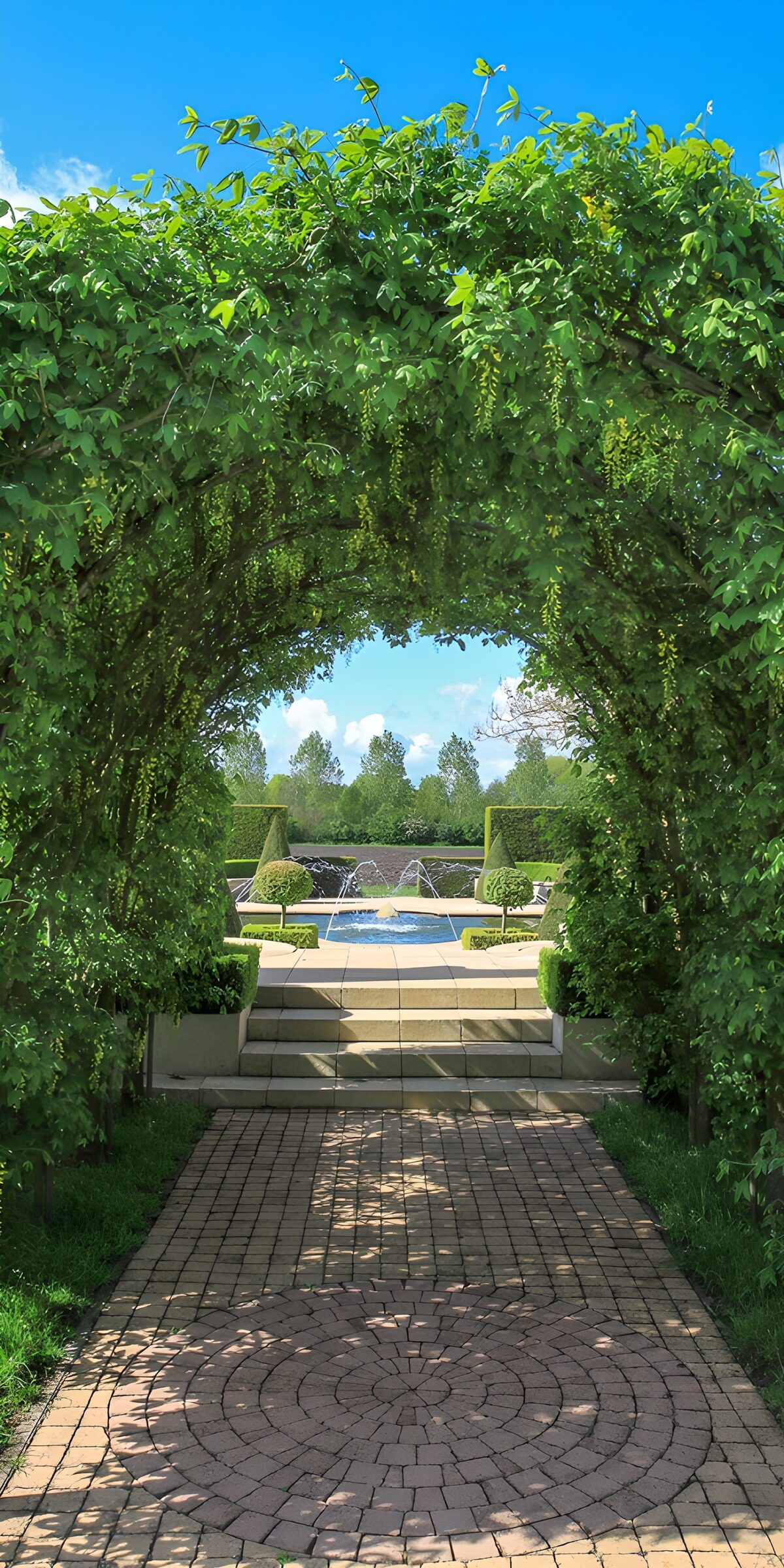 OCUK98791: Tranquil Garden Pathway with Fountain