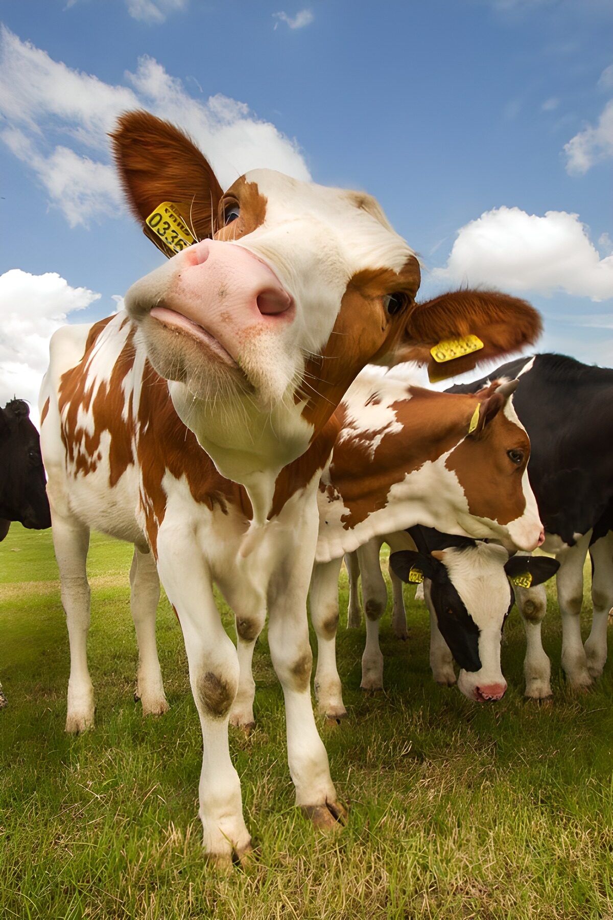 OCUK74551: Curious Calf in a Green Pasture