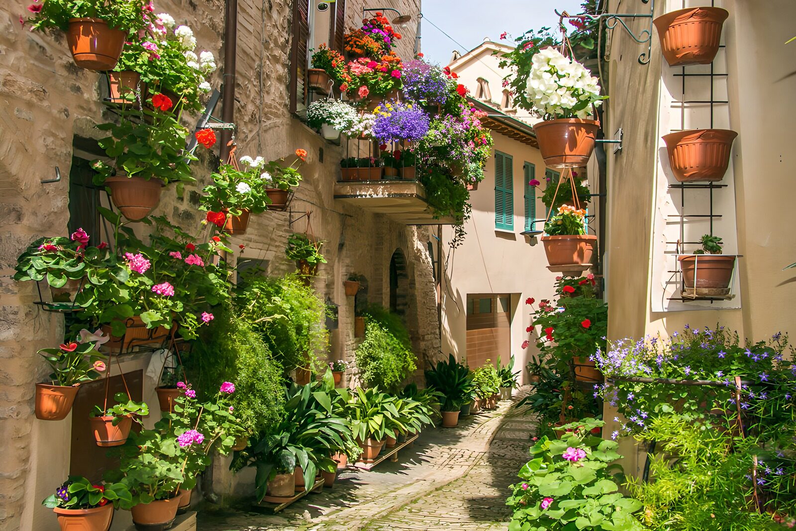 OCUK47969: Colorful Flower-Laden Alleyway