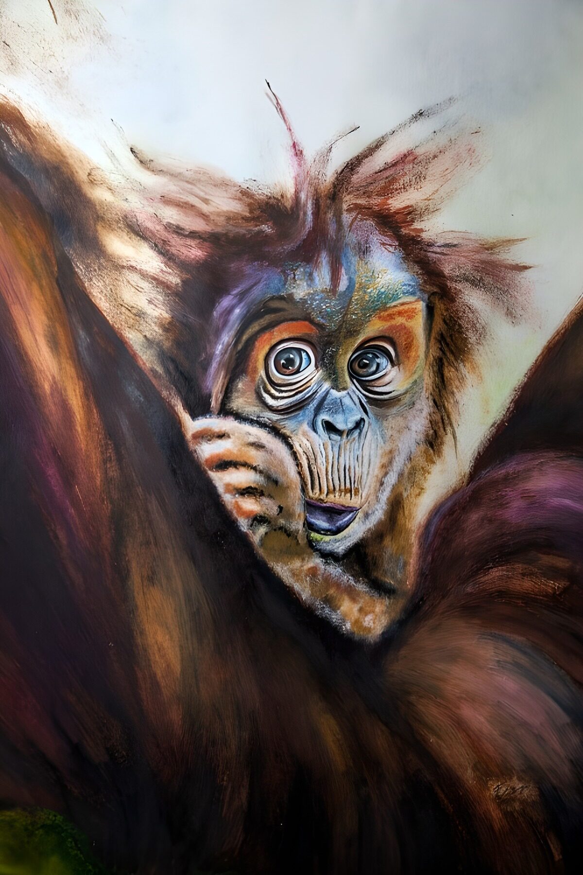 Curious Orangutan in Vibrant Colors