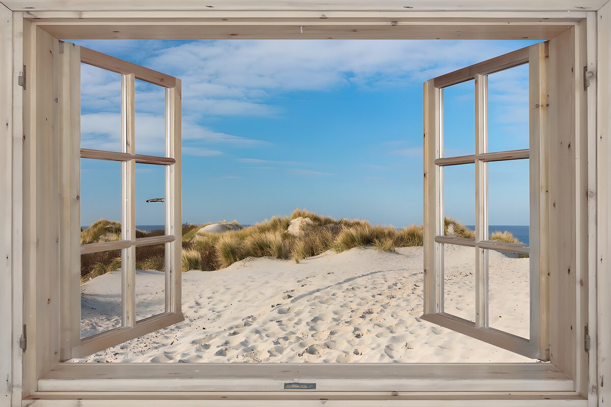 OCUK64814: Beach View Through a Window